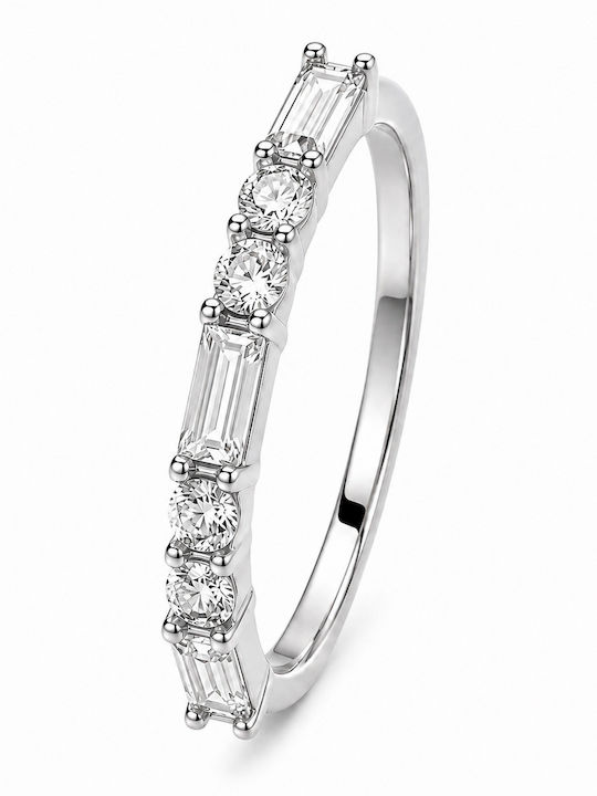 Verita Women's Half Eternity Band Ring with Zircon Made of Silver