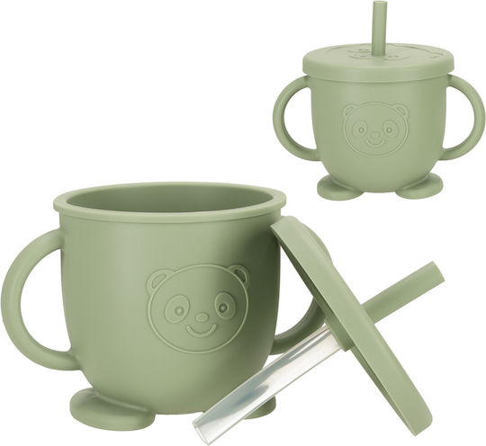 ikonka Silicone Feeding Set with Anti-Slip Base Green 6 Pcs