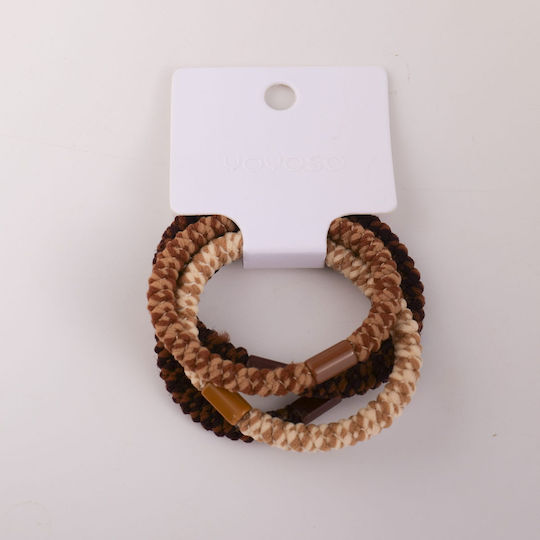 Set Hair Scrunchies Brown Pattern 4 Pieces