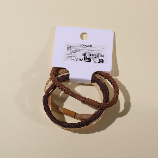 Hair Scrunchies Brown Fabric 4 Pieces