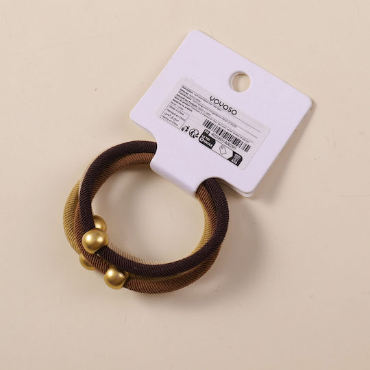 Hair Scrunchies Set with Gold Beads 4 Pieces