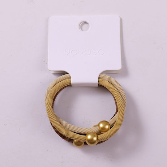 Hair Scrunchies Set with Gold Beads 4 Pieces