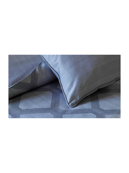 Valeria Home Set Huse Pentru Pilote 100% Bumbac 240x220cm Superdublu Cu 2 Fețe De Pernă Cearșafuri Cidade – 100% Midnight