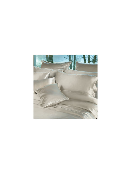 Valeria Home Set Huse Pentru Pilote 240x220cm Superdublu Cu 2 Fețe De Pernă Cearșafuri Maria – 100% Mătase Pură Mulberry Dimensiune Pilotă Argintiu