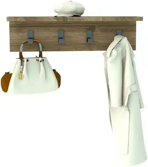 Agățătoare de perete cu 4 compartimente maro 60x15x16cm