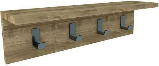 Agățătoare de perete cu 4 compartimente maro 60x15x16cm