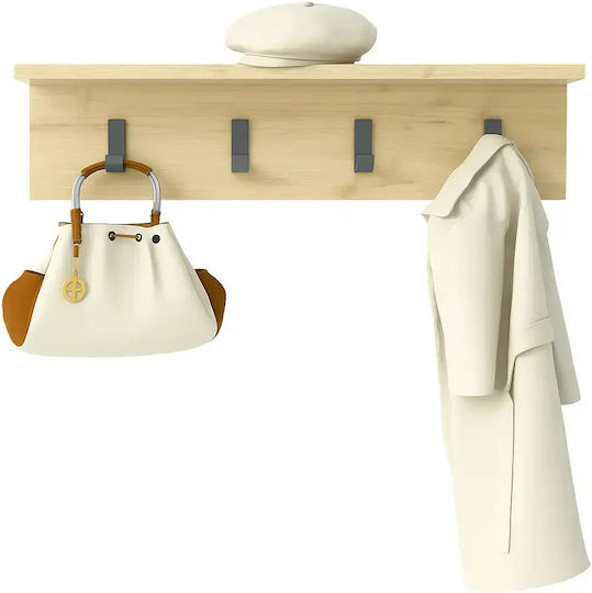 Wooden 4 Hook 60x15x16cm