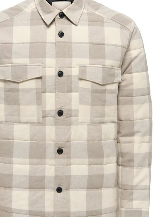 Μακρυμάνικo Βαμβακερό Overshirt σε Κανονική Γραμμή Antique White