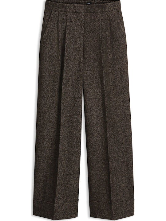 Women's Fabric Flared Trousers Brown