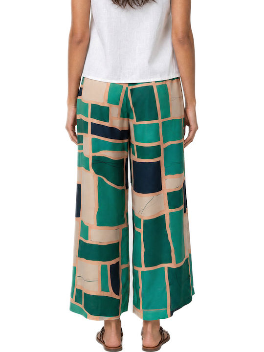 Moutaki Women's High Rise Satin Pantaloons Beige-Green Moutaki Women's High Rise Satin Pantaloons Beige-Green