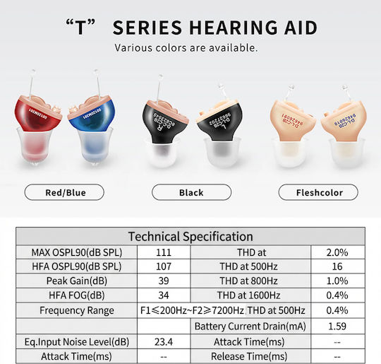 Kalaxio Set T1 Digital Invisible Hearing Aids CIC In-Ear 123db
