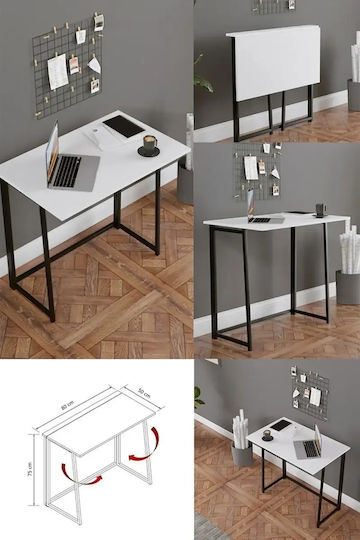 Birou Din Lemn Black-White Cu Picioare Metalice 80x50x75cm