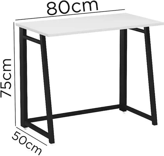 Birou Din Lemn Black-White Cu Picioare Metalice 80x50x75cm