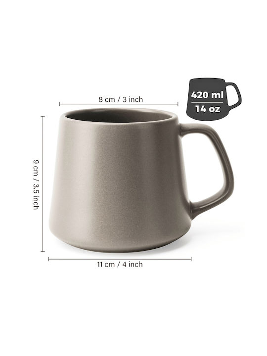 Miamio Collection Kaffeetasse Keramik Grau 420ml 4 Stück