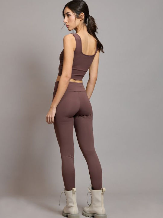 Training Damen-Set mit Leggings Braun