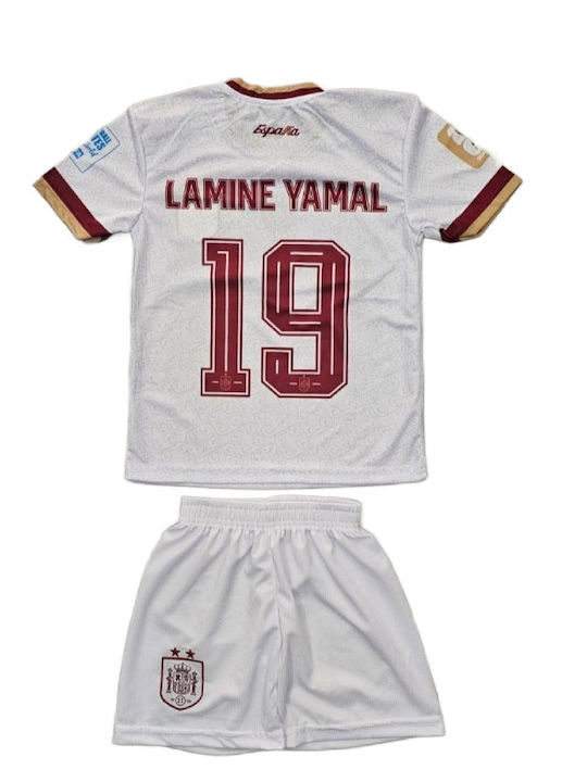 Set De Fotbal Pentru Copii Yamal Al Echipei Naționale A Spaniei Mundial 2026 Alb Nouă Două Stele Balón De Oro Unisex Pentru Copii Ab187