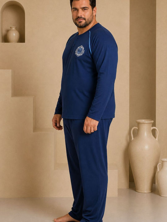 Rimoli Plus Size Pijama de iarnă pentru bărbați Albastru Raf
