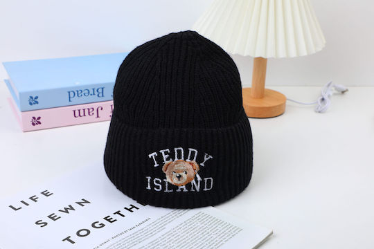 Beanie Unisex Σκούφος Πλεκτός σε Μαύρο χρώμα