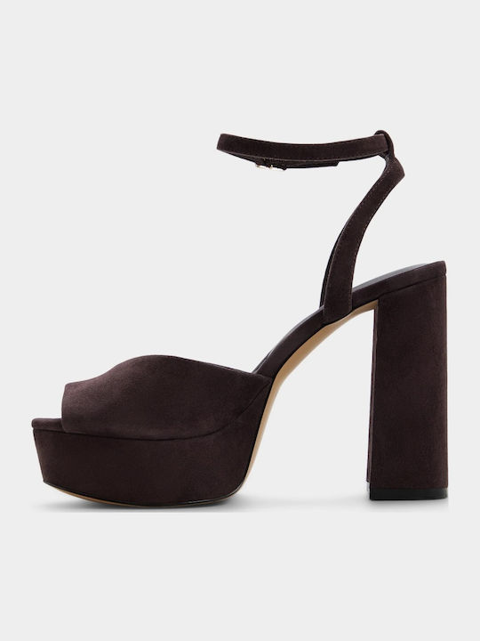 Sandale Elegante Damă De Catifea Maro