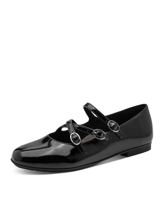 Ciaodea Damen Ballerinas aus Lackleder mit Riemchen Schwarz