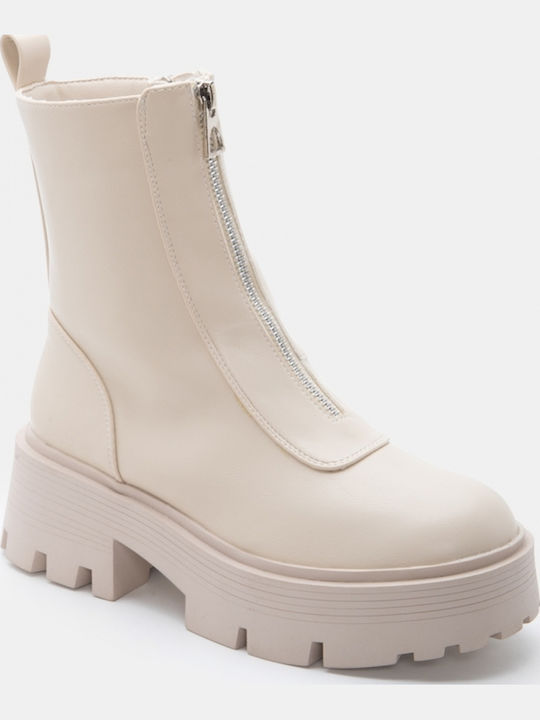 Suede Damen Stiefeletten Beige