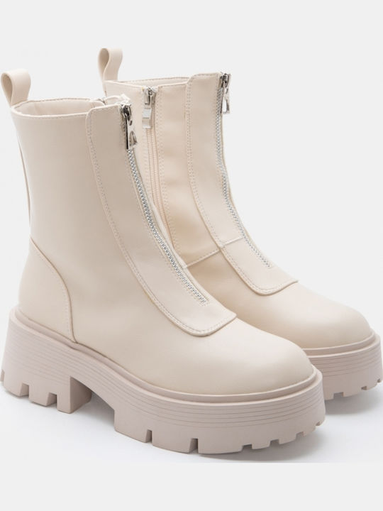 Suede Damen Stiefeletten Beige