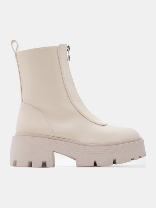 Suede Damen Stiefeletten Beige