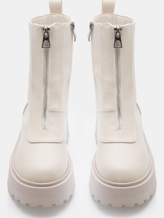 Suede Damen Stiefeletten Beige