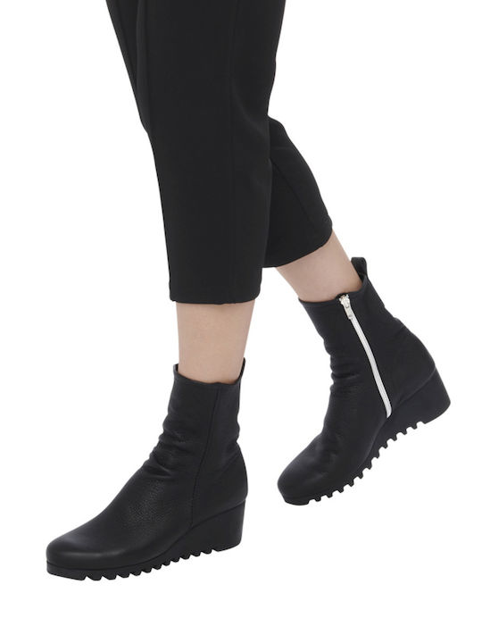 Larazo Leder Stiefeletten Damen Schwarz
