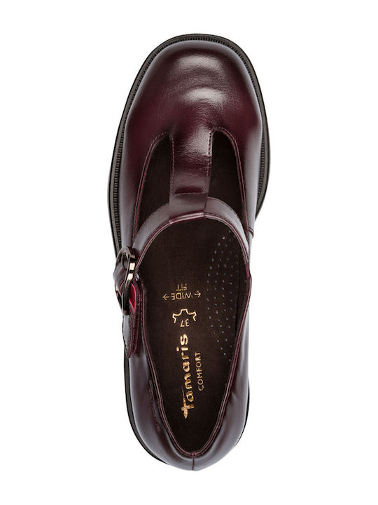 Leather Women's Ballerina Shoes in Burgundy Colour