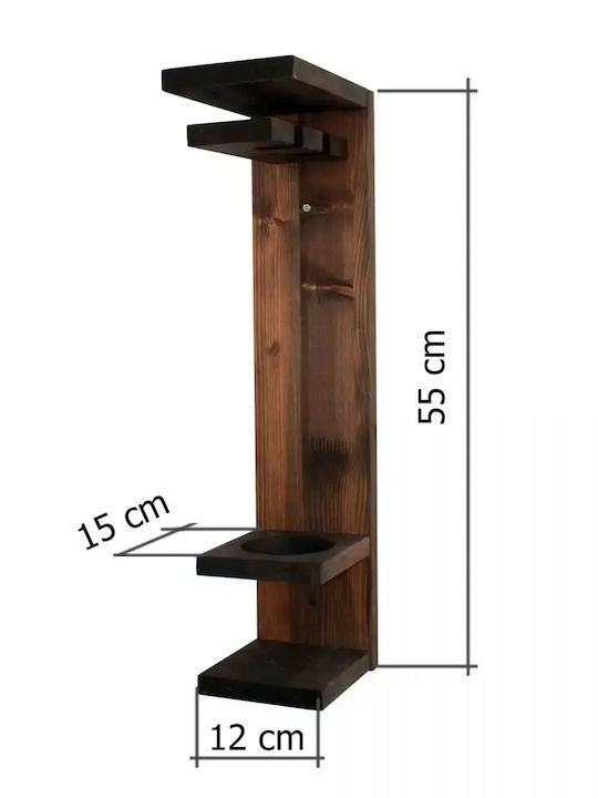 Suport De Sticle De Perete Din Lemn Maro 12x55x15 Cm