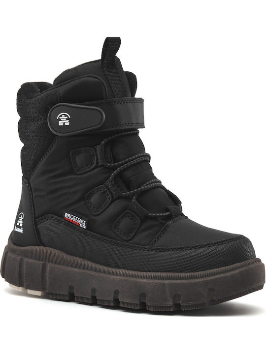 Kids Snow Ankle Boots with Laces Black
