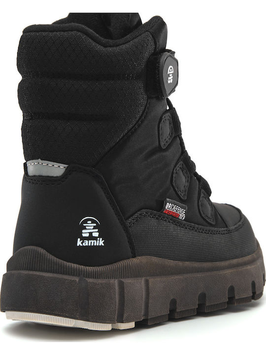Kids Snow Ankle Boots with Laces Black
