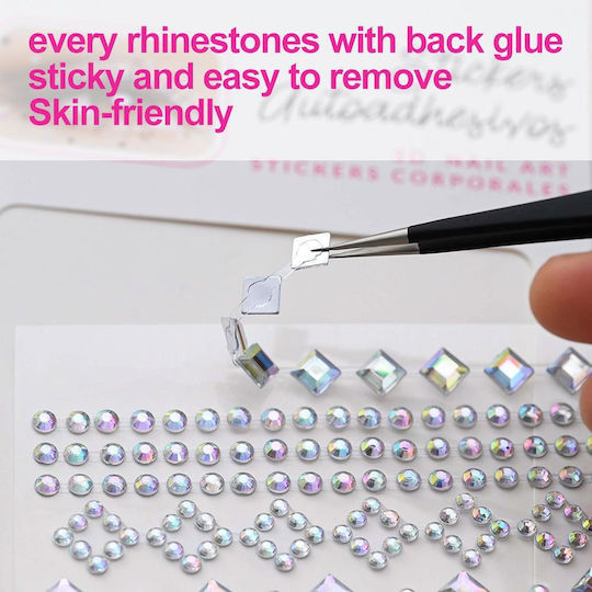 Body Nail Stickers 3D Strass Silver-Purple Collection 170 156 Pieces 14omo1