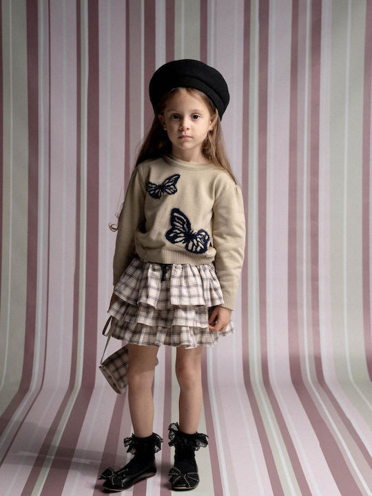 Kids Set with Skirt Winter 2 Pieces Beige