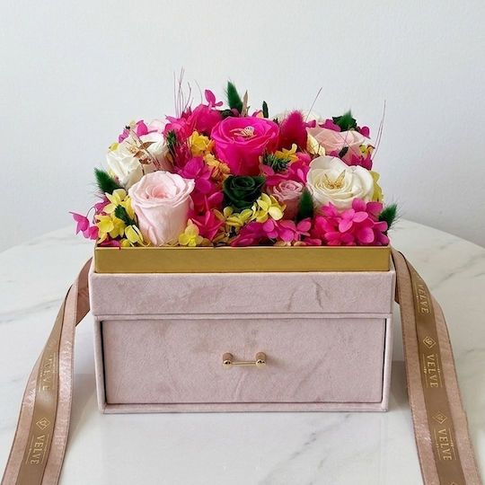 Luxury Floral Arrangement 11 Cryogenated Roses Square Dusty Pink Velvet Box Drawer Plexiglass Lid Luxury Floral Arrangement 11 Cryogenated Roses Square Dusty Pink Velvet Box Drawer Plexiglass Lid