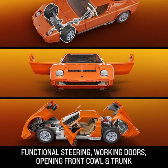 Mattel Building Blocks Brick Shop Hot Wheels ’71 Lamborghini Miura P400 Sv 1523 Pieces