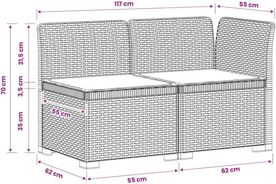 Set Camera De Zi Pentru Exterior 2 Piese Maro Cu Perne