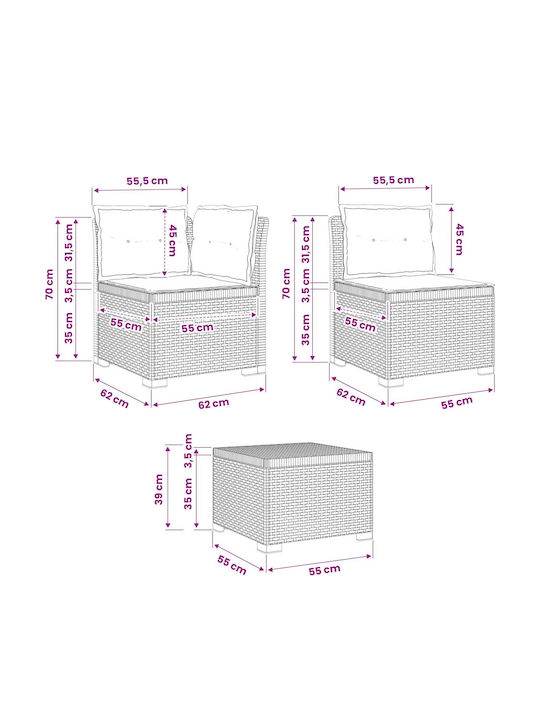 Ecksofa Outdoor Rattan mit Kissen