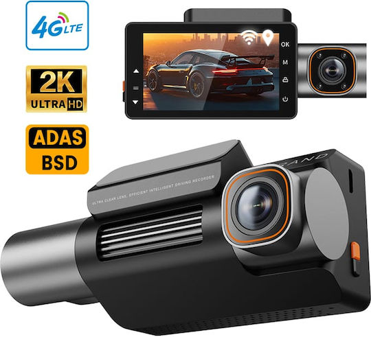 iSEN K5000 Set Cameră DVR Auto 1440P cu Ecran 3" Wi-Fi, GPS și Cameră Oglindă Spate