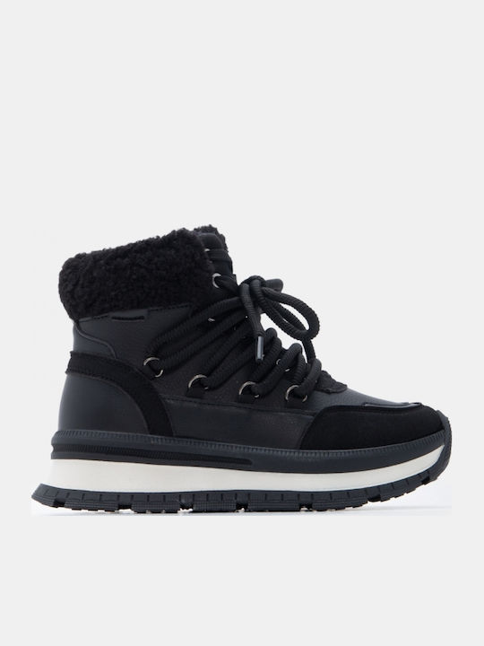 Damen Flatforms Stiefel Schwarze