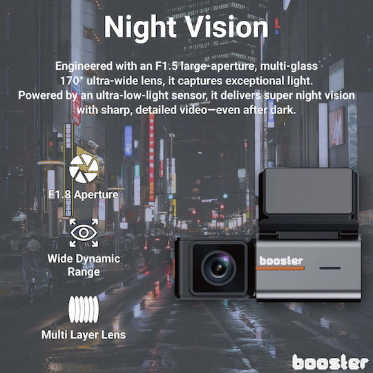 Booster SafeDrive Pro Cameră DVR Auto 4K cu Ecran 1.47" Wi-Fi, GPS