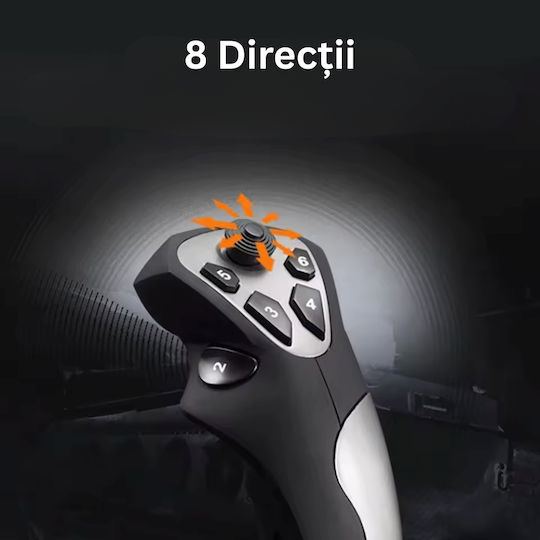Joystick Gaming pentru PC 12 Butoane Programabile 8 Direcții Accelerație Vibrație Control de Zbor Cupe de Aspirație Usb Ergonomic Negru Gri