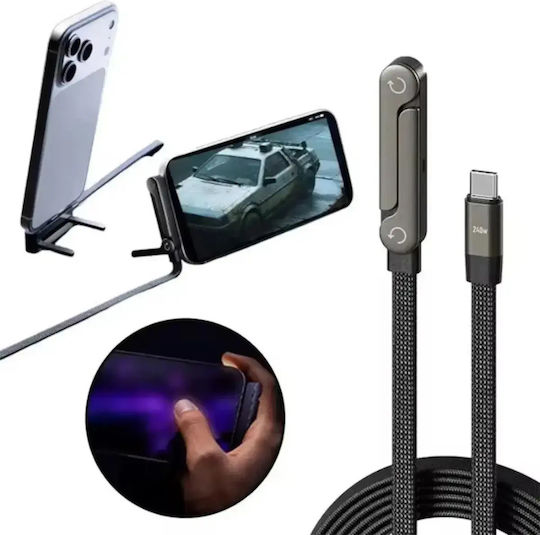 Cablu Type-C la Type-C 240w 5a 1.5m Încărcare Rapidă Nailon Braided Gaming Suport Telefon Abyz