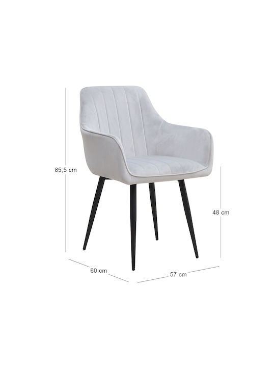 Piero Dining Chairs Velvet Light Grey 2pcs 57x60x85.5cm