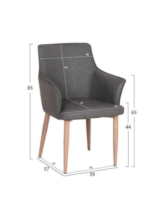 Mell Dining Chairs with Artificial Leather Upholstery Smoky Grey 2 pcs 59x57x85cm