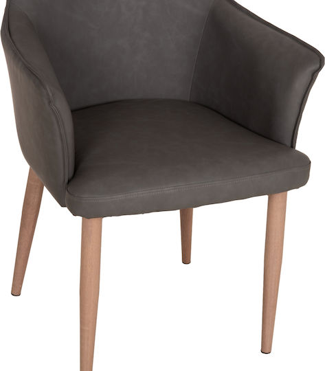Mell Dining Chairs with Artificial Leather Upholstery Smoky Grey 2 pcs 59x57x85cm