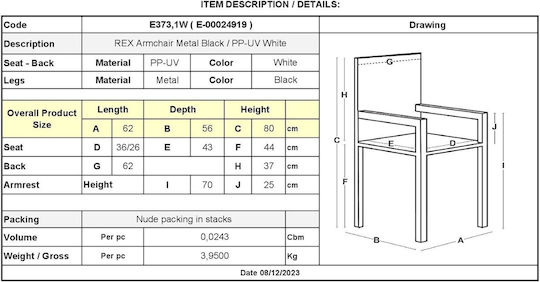 Πολυθρόνα Τραπεζαρίας Rex 62x56x80εκ. Πολυθρόνα Τραπεζαρίας Rex 62x56x80εκ.