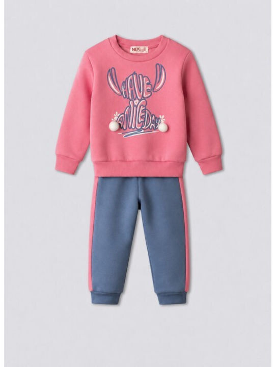 Kids Sweatpants Set With Top Pink-Indigo