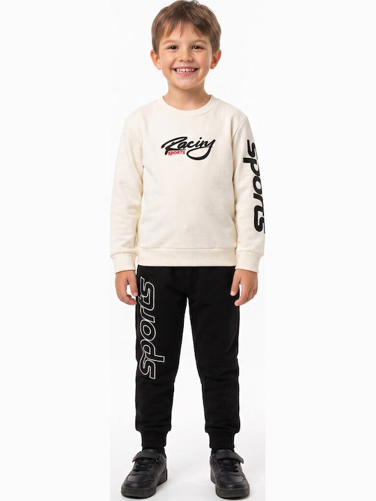 Kinder Sweatpants Set Mit Bluse Schwarz-Weiß